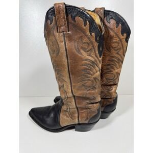 Vtg Boulet Tall Cowboy Boots Women's 7.5 C Handcrafted Leather Western Boho 4053